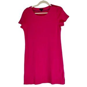 Talbots Women's Size MP Shift Dress Short Sleeve Shoulder Zip Hot Pink